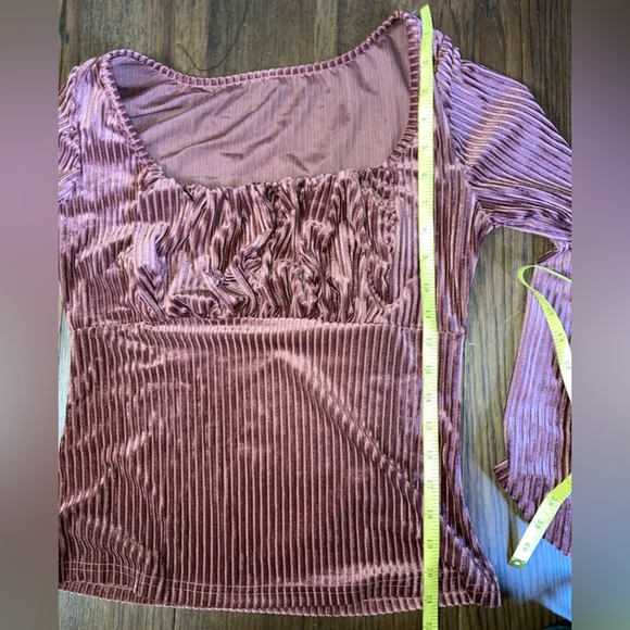 NIB Shein Ribbed Crush Velvet Ruffled Bust Top M - Picture 10 of 11